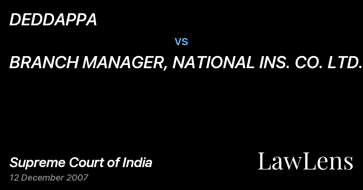 Preview image for DEDDAPPA vs. BRANCH MANAGER, NATIONAL INS. CO. LTD.