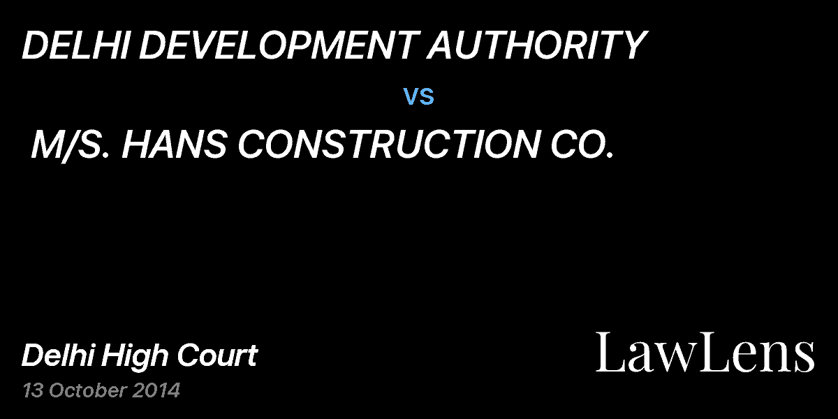 Preview image for DELHI DEVELOPMENT AUTHORITY  vs.  M/S. HANS CONSTRUCTION CO.