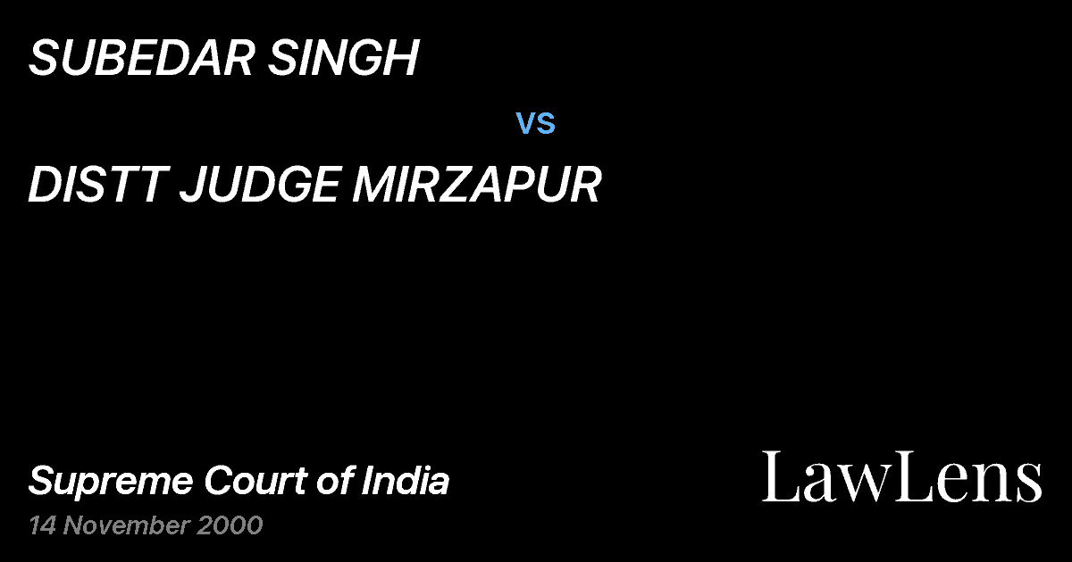 Preview image for SUBEDAR SINGH vs. DISTT JUDGE MIRZAPUR