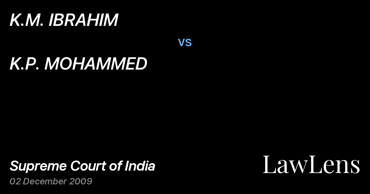 Preview image for K.M. IBRAHIM vs. K.P. MOHAMMED