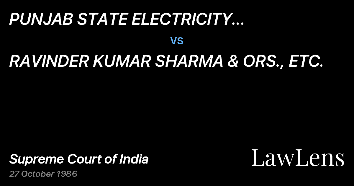 Preview image for PUNJAB STATE ELECTRICITY BOARD,PATIALA & ANR. ETC. vs. RAVINDER KUMAR SHARMA & ORS., ETC.