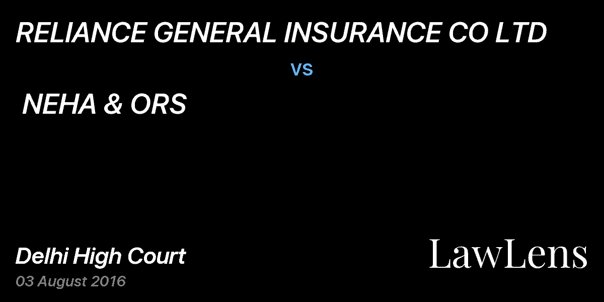 Preview image for RELIANCE GENERAL INSURANCE CO LTD  vs.  NEHA & ORS