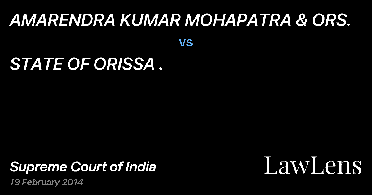 Preview image for AMARENDRA KUMAR MOHAPATRA & ORS. vs. STATE OF ORISSA .