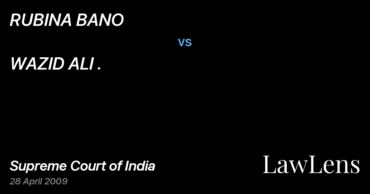 Preview image for RUBINA BANO vs. WAZID ALI .