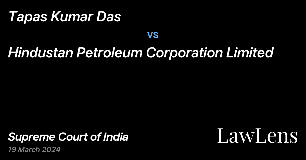 Preview image for Tapas Kumar Das vs. Hindustan Petroleum Corporation Limited