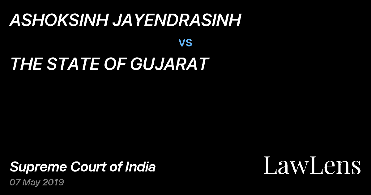 Preview image for ASHOKSINH JAYENDRASINH vs. THE STATE OF GUJARAT