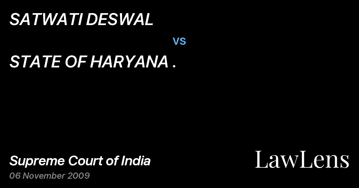 Preview image for SATWATI DESWAL vs. STATE OF HARYANA .