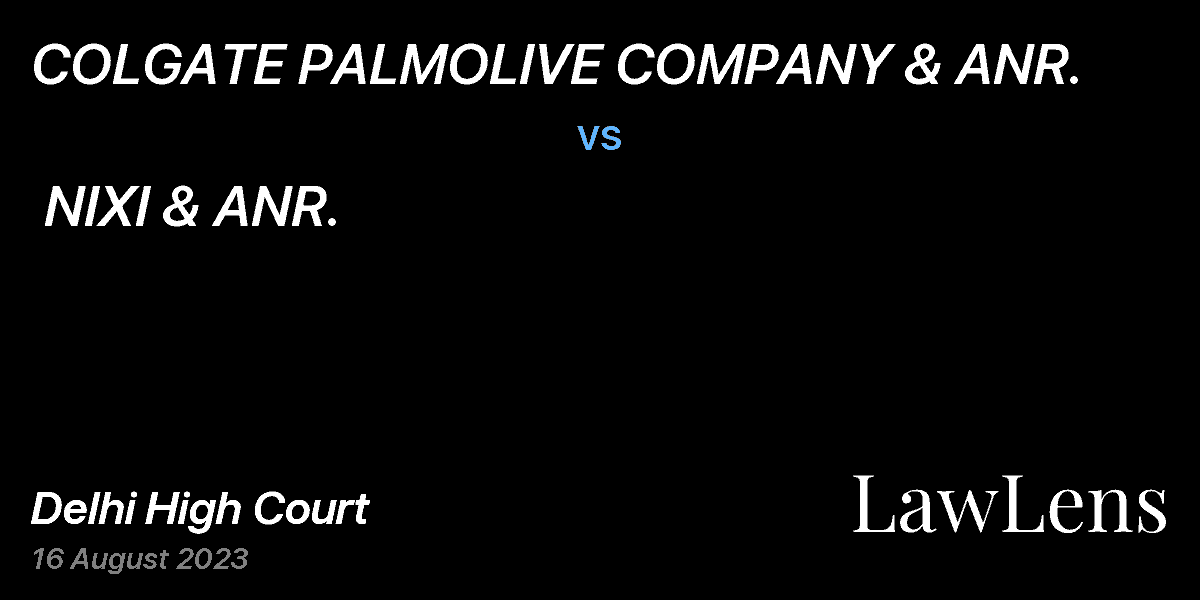 Preview image for COLGATE PALMOLIVE COMPANY & ANR.  vs.  NIXI & ANR.