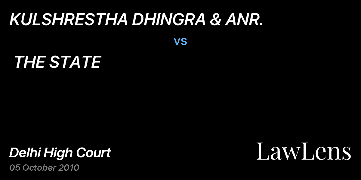 Preview image for KULSHRESTHA DHINGRA & ANR. vs. THE STATE