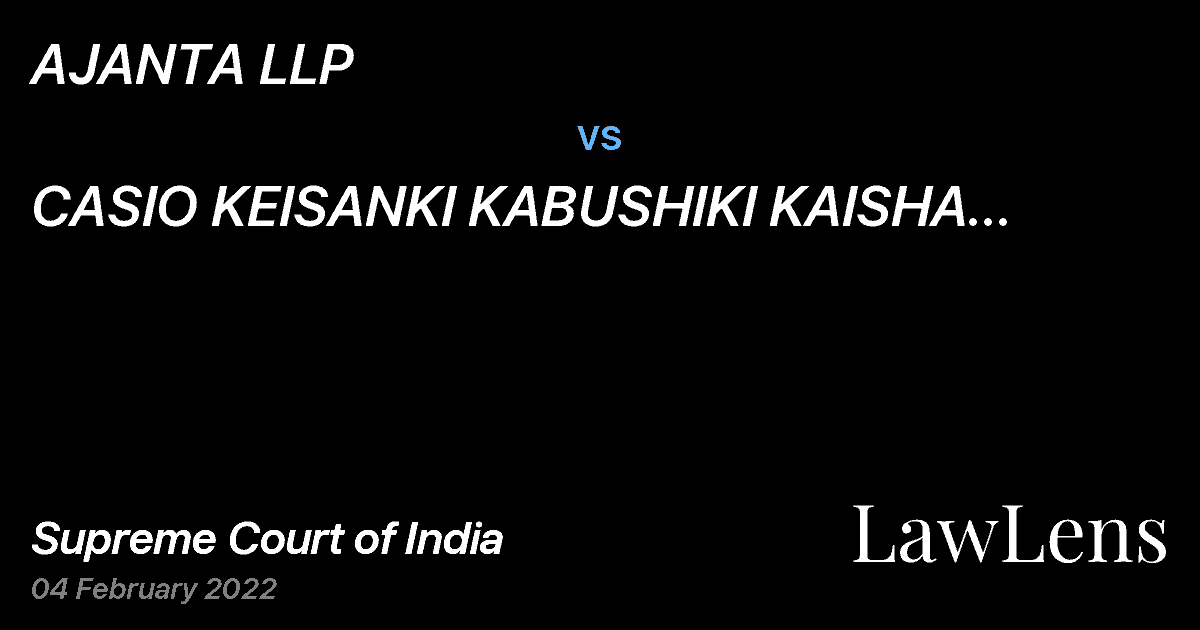 Preview image for AJANTA LLP vs. CASIO KEISANKI KABUSHIKI KAISHA D/B/A CASIO COMPUTER CO. LTD.