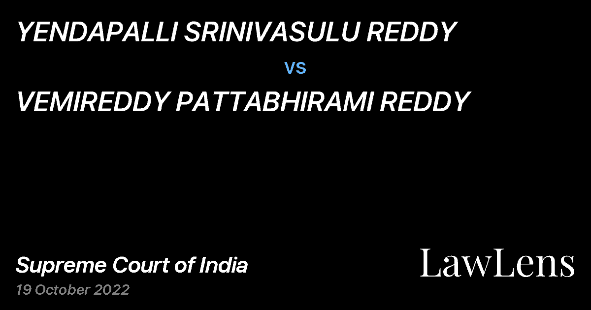 Preview image for YENDAPALLI SRINIVASULU REDDY vs. VEMIREDDY PATTABHIRAMI REDDY