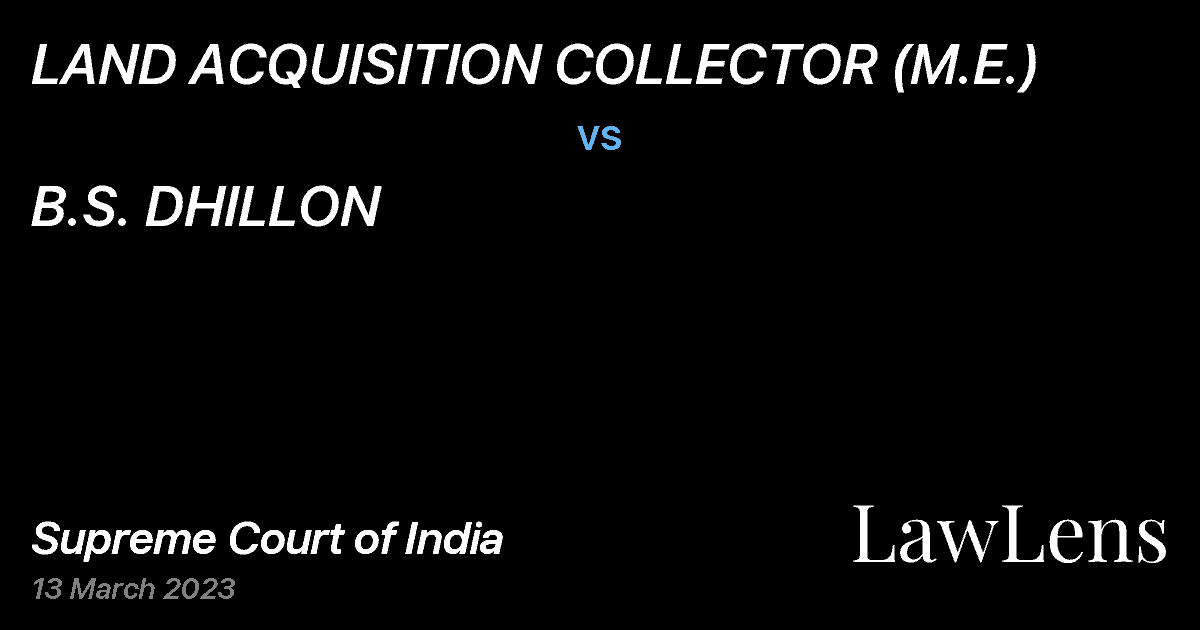 Preview image for LAND ACQUISITION COLLECTOR (M.E.) vs. B.S. DHILLON