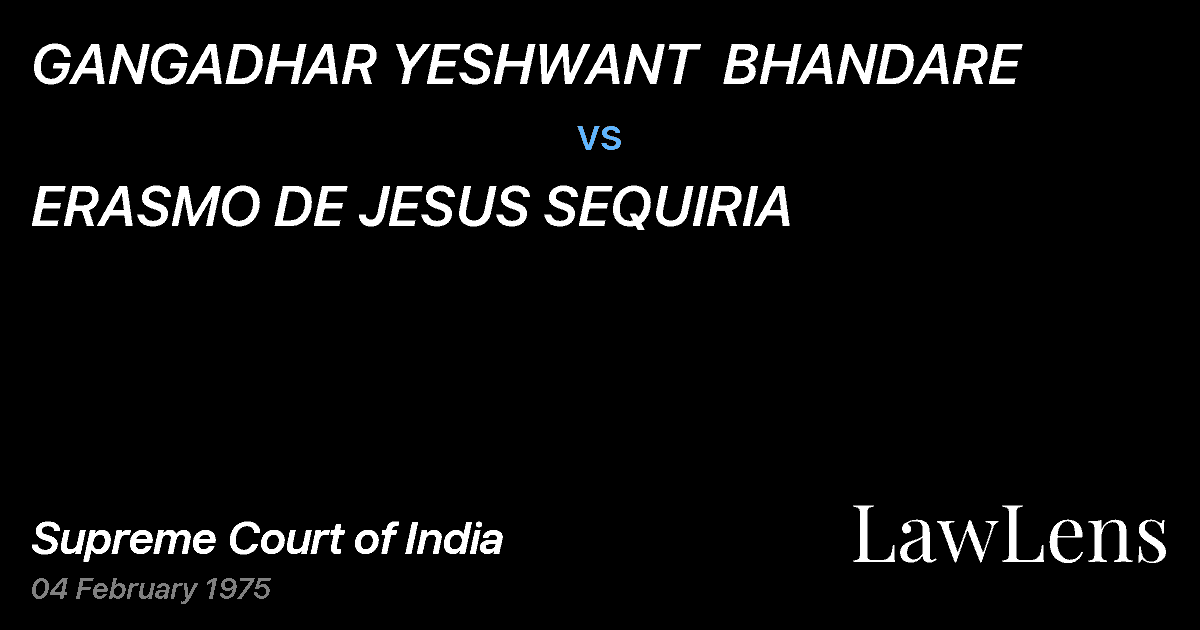 Preview image for GANGADHAR YESHWANT  BHANDARE vs. ERASMO DE JESUS SEQUIRIA