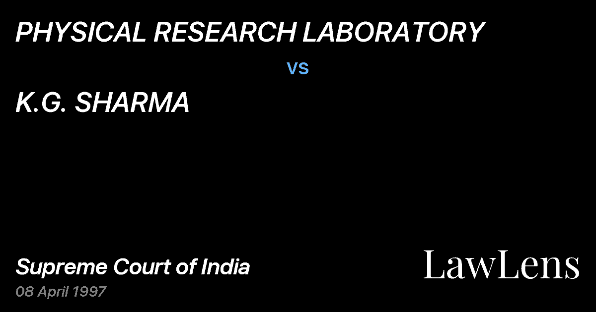 Preview image for PHYSICAL RESEARCH LABORATORY vs. K.G. SHARMA