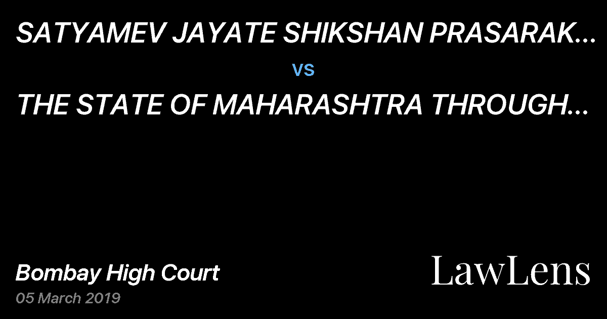 Preview image for SATYAMEV JAYATE SHIKSHAN PRASARAK MANDAL, NAGPUR & ANR.  vs.  THE STATE  OF MAHARASHTRA THROUGH THE SECRETARY, SCHOOL EDU. & SPORTS DEPT. & ORS.