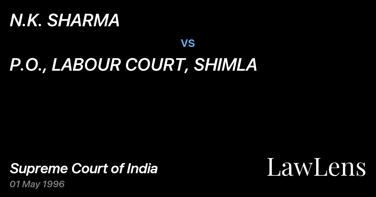 Preview image for N.K. SHARMA vs. P.O., LABOUR COURT, SHIMLA