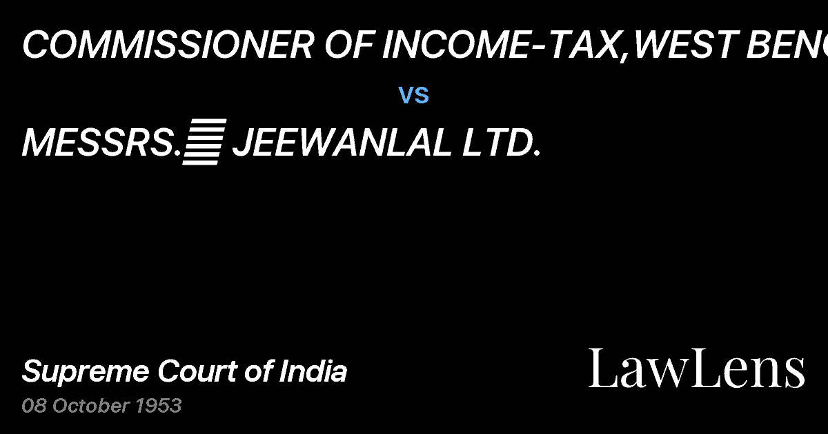 Preview image for COMMISSIONER OF INCOME-TAX,WEST BENGAL vs. MESSRS.	 JEEWANLAL LTD.