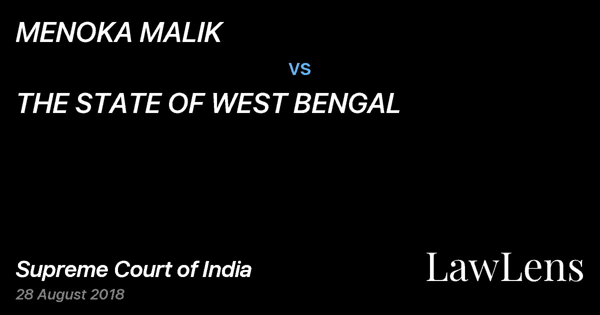 Preview image for MENOKA MALIK vs. THE STATE OF WEST BENGAL