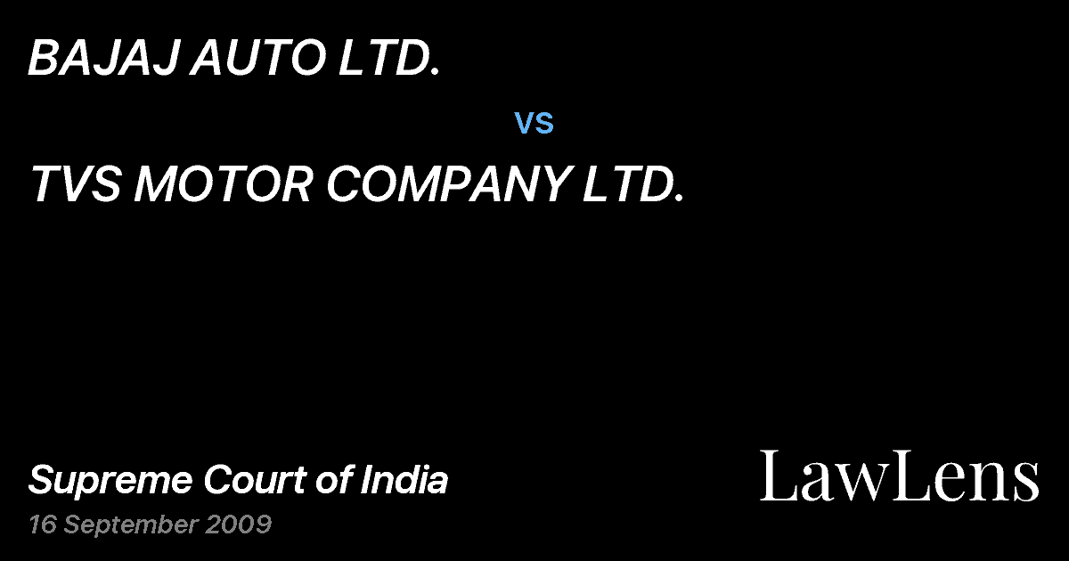 Preview image for BAJAJ AUTO LTD. vs. TVS MOTOR COMPANY LTD.