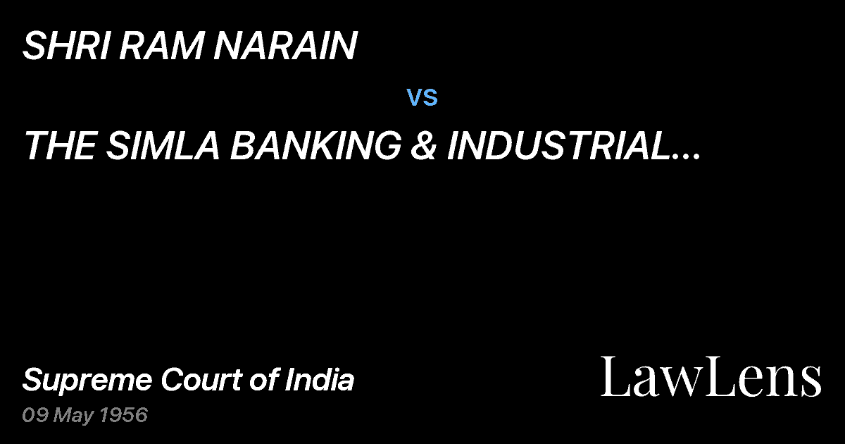 Preview image for SHRI RAM NARAIN vs. THE SIMLA BANKING & INDUSTRIAL CO.LIMITED.