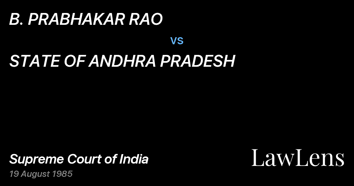 Preview image for B. PRABHAKAR RAO vs. STATE OF ANDHRA PRADESH