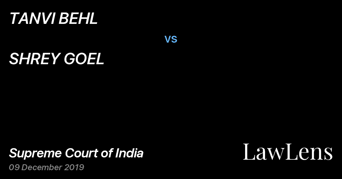Preview image for TANVI BEHL vs. SHREY GOEL