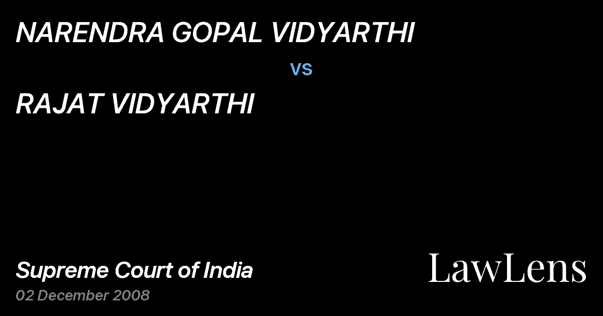 Preview image for NARENDRA GOPAL VIDYARTHI vs. RAJAT VIDYARTHI