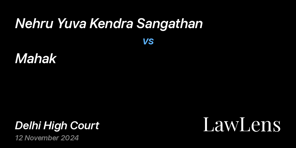 Preview image for Nehru Yuva Kendra Sangathan vs. Mahak
