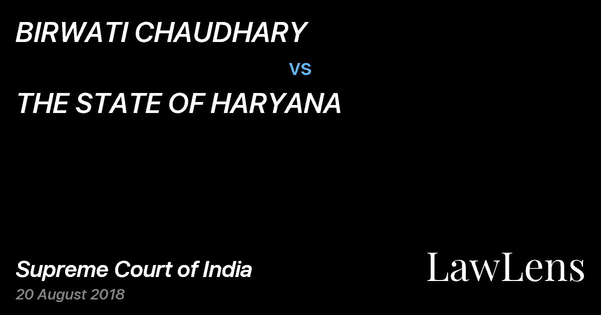 Preview image for BIRWATI CHAUDHARY vs. THE STATE OF HARYANA