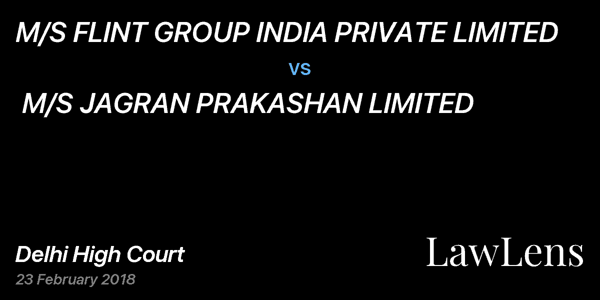 Preview image for M/S FLINT GROUP INDIA PRIVATE LIMITED  vs.  M/S JAGRAN PRAKASHAN LIMITED