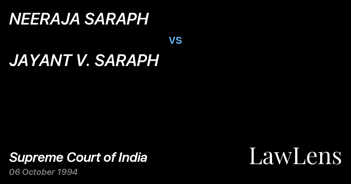 Preview image for NEERAJA SARAPH vs. JAYANT V. SARAPH
