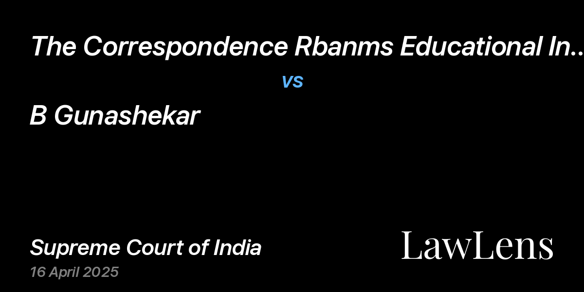 Preview image for The Correspondence Rbanms Educational Institution vs. B Gunashekar