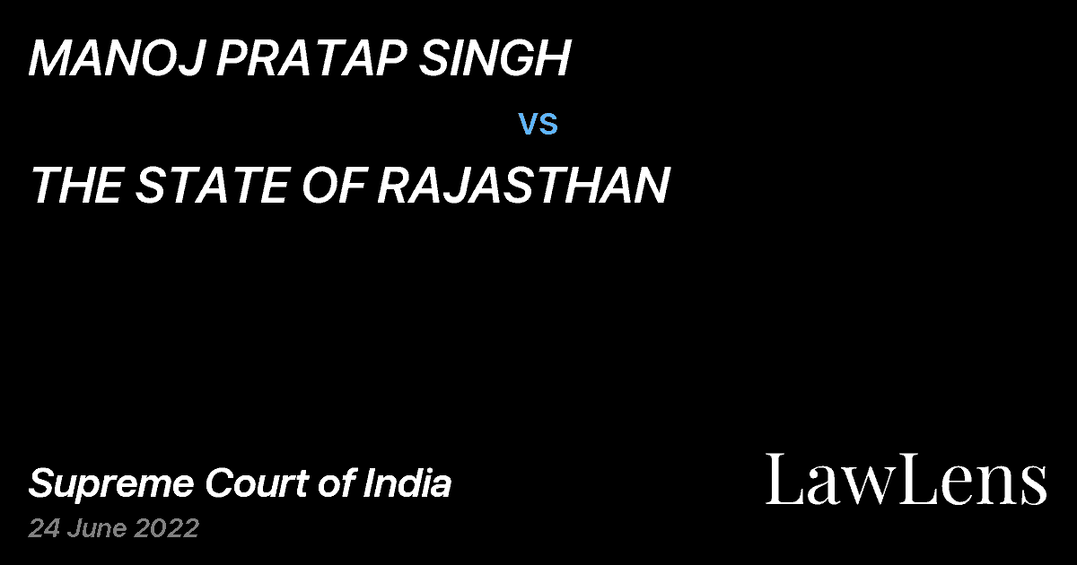Preview image for MANOJ PRATAP SINGH vs. THE STATE OF RAJASTHAN