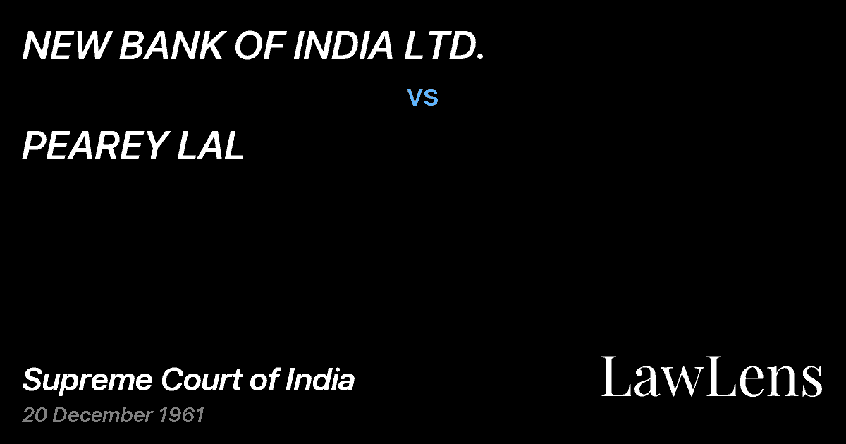 Preview image for NEW BANK OF INDIA LTD. vs. PEAREY LAL