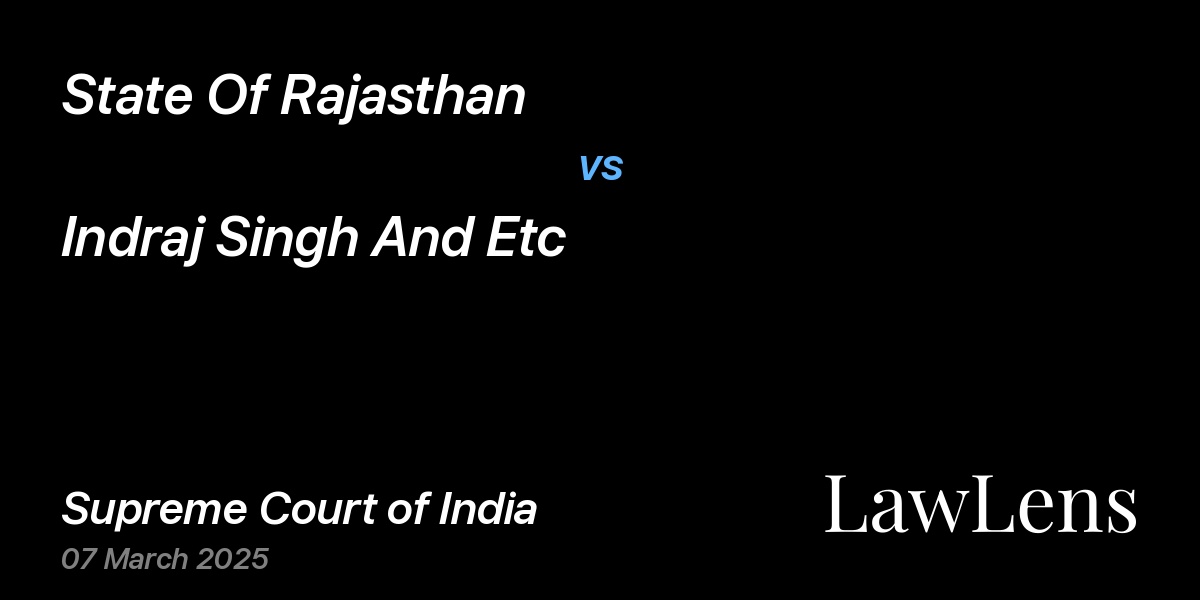 Preview image for State Of Rajasthan vs. Indraj Singh And Etc