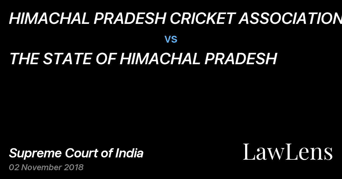 Preview image for HIMACHAL PRADESH CRICKET ASSOCIATION vs. THE STATE OF HIMACHAL PRADESH