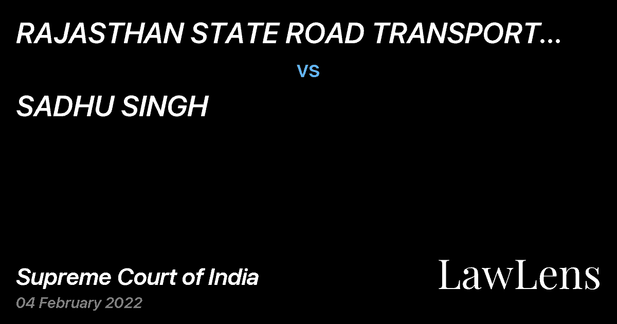 Preview image for RAJASTHAN STATE ROAD TRANSPORT CORPORATION vs. SADHU SINGH