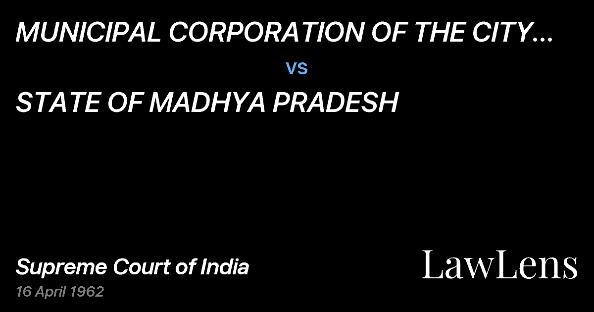 Preview image for MUNICIPAL CORPORATION OF THE  CITY OF JABALPUR vs. STATE OF MADHYA PRADESH