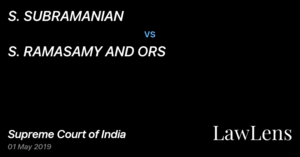 Preview image for S. SUBRAMANIAN vs. S. RAMASAMY AND ORS