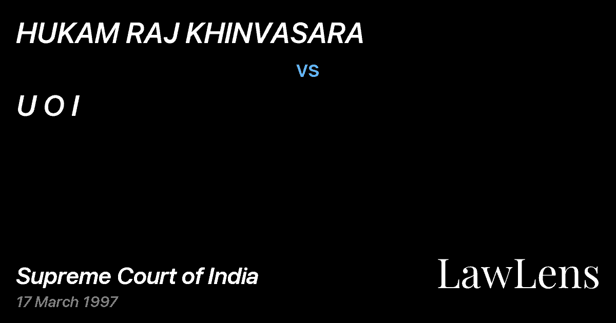 Preview image for HUKAM RAJ KHINVASARA vs. U O I