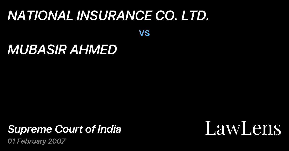 Preview image for NATIONAL INSURANCE CO. LTD. vs. MUBASIR AHMED