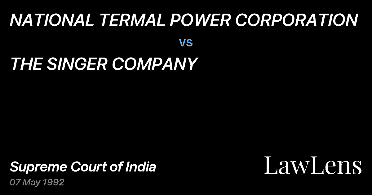 Preview image for NATIONAL TERMAL POWER CORPORATION vs. THE SINGER COMPANY