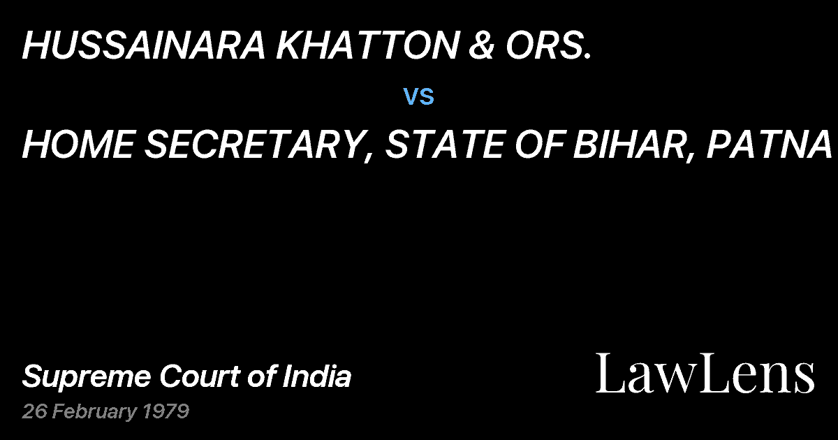 Preview image for HUSSAINARA KHATTON & ORS. vs. HOME SECRETARY, STATE OF BIHAR, PATNA