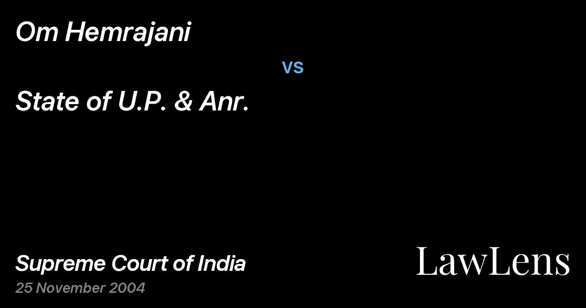 Preview image for Om Hemrajani vs. State of U.P. & Anr.