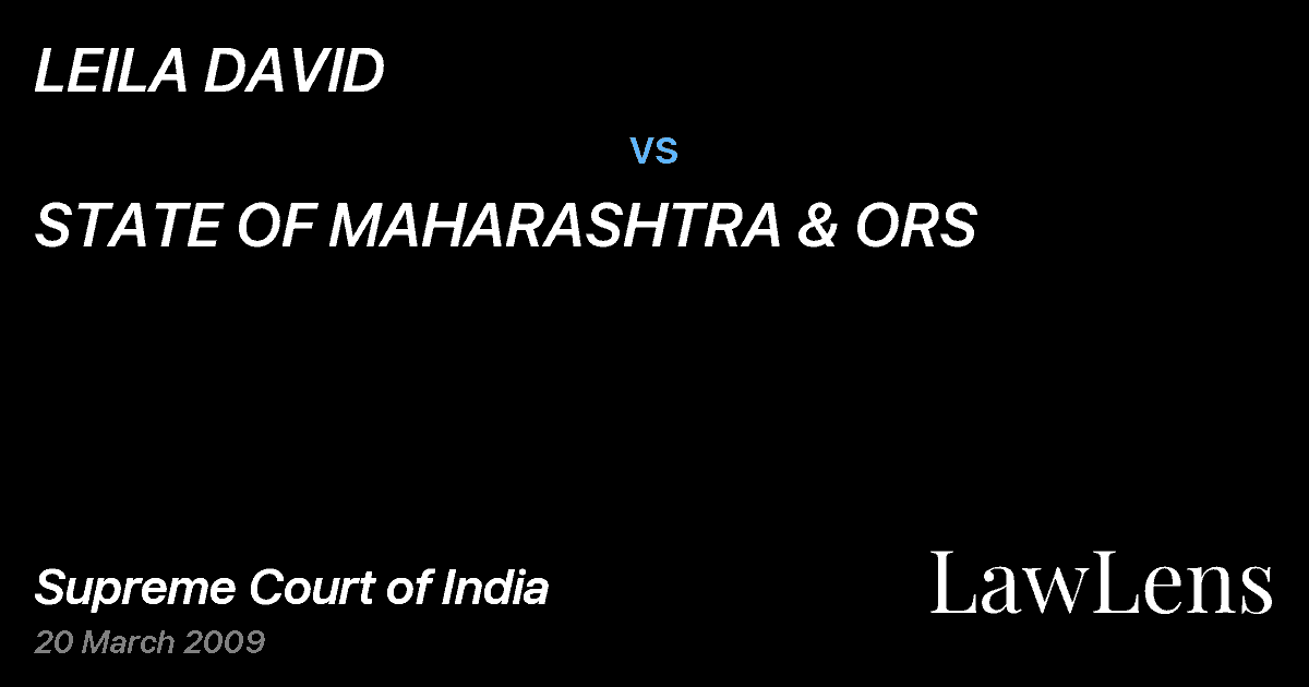 Preview image for LEILA DAVID vs. STATE OF MAHARASHTRA & ORS