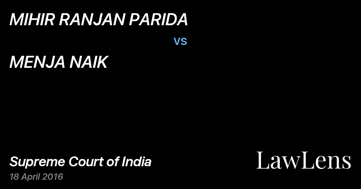 Preview image for MIHIR RANJAN PARIDA vs. MENJA NAIK