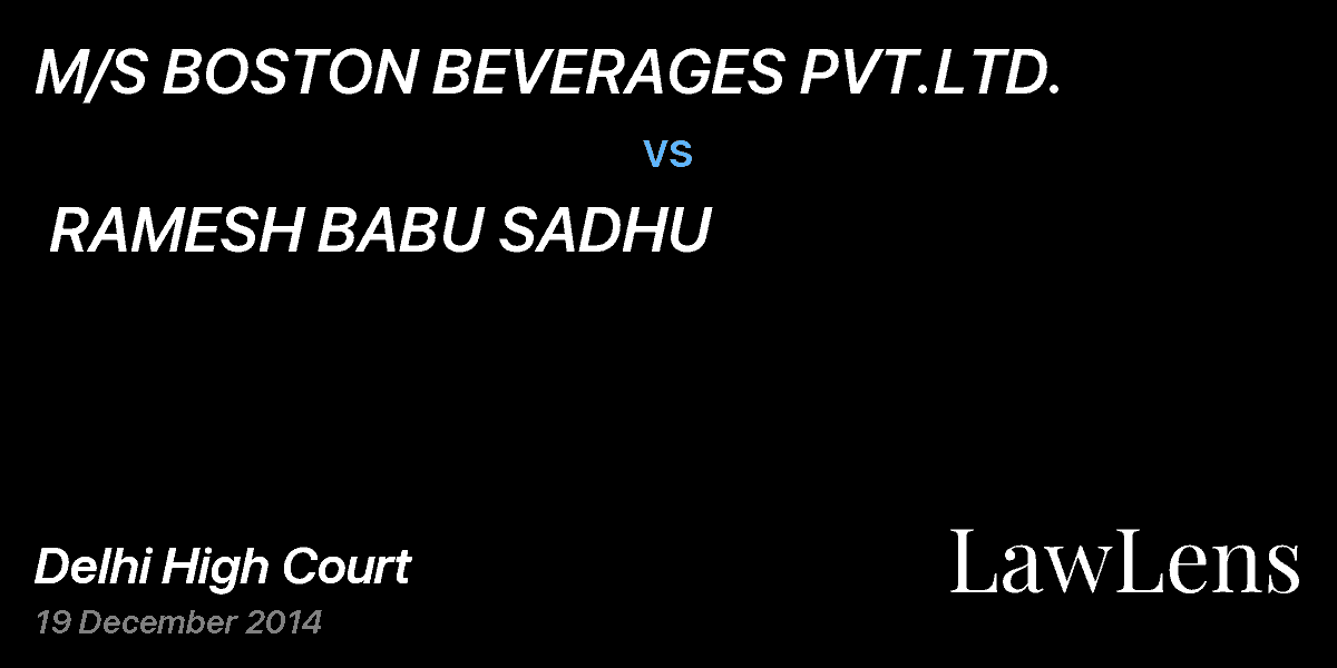 Preview image for M/S BOSTON BEVERAGES PVT.LTD. vs. RAMESH BABU SADHU