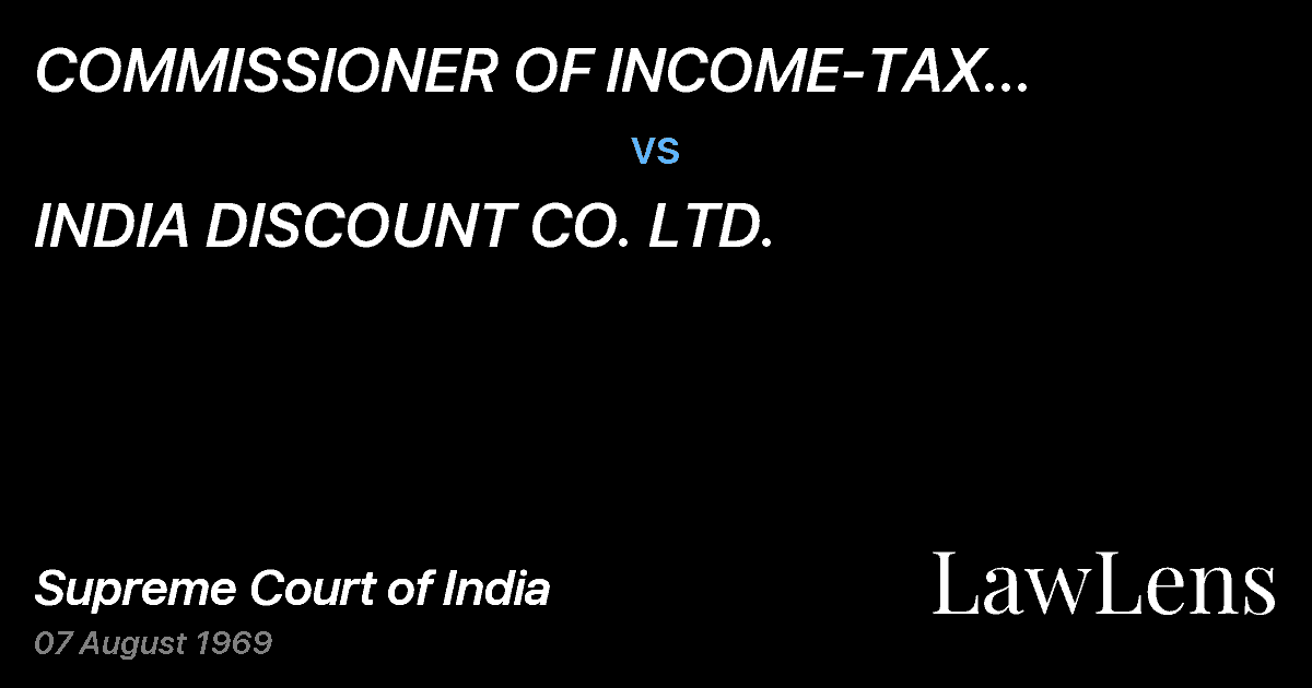 Preview image for COMMISSIONER OF INCOME-TAX (CENTRAL) CALCUTTA vs. INDIA DISCOUNT CO. LTD.