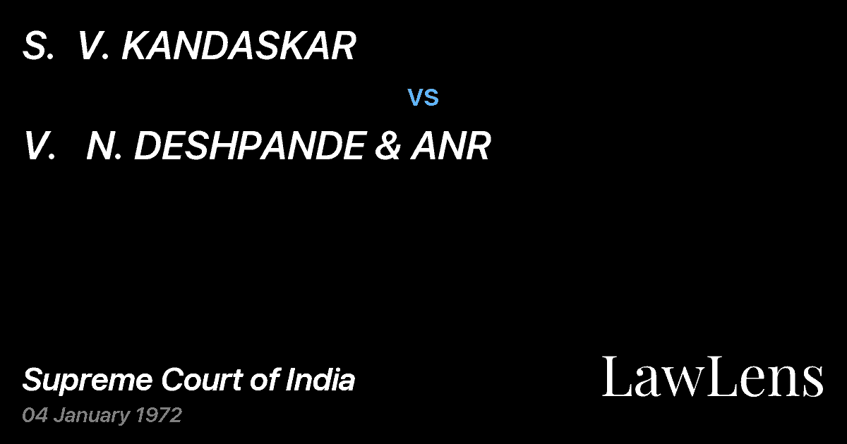 Preview image for S.  V. KANDASKAR vs. V.   N. DESHPANDE & ANR