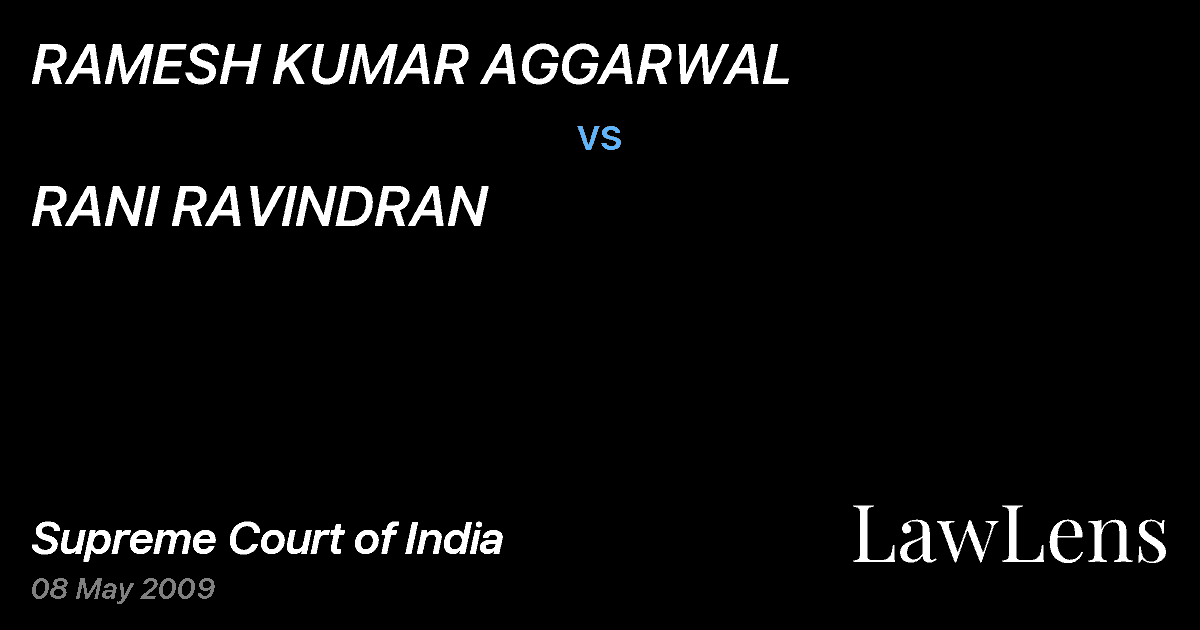 Preview image for RAMESH KUMAR AGGARWAL vs. RANI RAVINDRAN